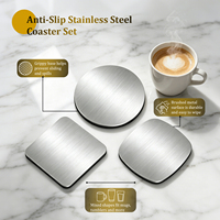 Ensemble de 4 sous-verres en acier inoxydable, résistants à la chaleur, avec support antidérapant en EVA, sous-verres en métal brossé pour whisky, café, thé, bar