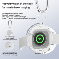 Power Bank Nirkabel Magnetik Portabel 1500mAh untuk Apple Watch Ultra 9 8 7 SE Kotak Penyimpanan Pengisi Daya Perjalanan