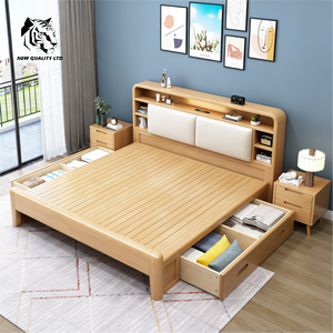Venta al por mayor de fábrica, precio bajo, personalizado, gran stock listo para enviar, cama tamaño twin, diseño moderno, muebles de dormitorio, cama king size de madera - Product Image 4