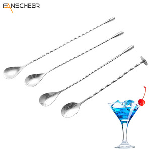 Teardrop Bar <b>Spoon</b> 304 Stainless Steel Fine Threaded Cocktail Stirring <b>Spoon</b> Durable Mixing <b>Spoon</b> For Bartending - Product Image 5