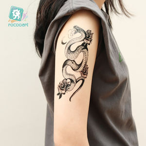 Rocooart-pegatina de tatuaje de águila y <span class=keywords><strong>serpiente</strong></span> para hombres y mujeres, arte corporal Sexy, <span class=keywords><strong>brazo</strong></span> negro, manos, impermeable, novedad, venta al por mayor - Product Image 1
