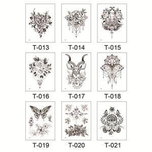 Pegatinas de <span class=keywords><strong>tatuaje</strong></span> de flores blancas y negras, fábrica al por mayor, nueva flor lisa de moda para boceto de Amazon para <span class=keywords><strong>brazo</strong></span>, pecho temporal - Product Image 3