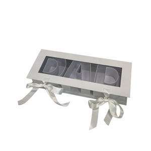 Scatola <span class=keywords><strong>regalo</strong></span> per la festa del papà-finestra con lettere di papà sapone fiore immortale lungo quadrato in carta rivestita goffratura imballaggio cibo matrimonio spedizione - Product Image 5