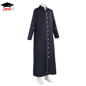 Robe <span class=keywords><strong>de</strong></span> <span class=keywords><strong>prêtre</strong></span> noire avec détails dorés, style robe <span class=keywords><strong>de</strong></span> chœur d'église - Product Image 3