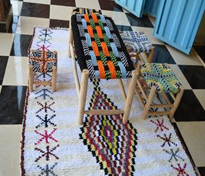 Tabourets au design moderne en bois massif pour la maison Siège Boucharouite Meubles en bois - Product Image 2