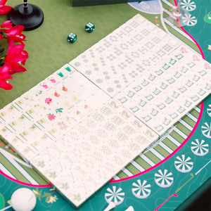Fichas <span class=keywords><strong>de</strong></span> Mahjong Personalizadas <span class=keywords><strong>de</strong></span> Lujo con Diseño <span class=keywords><strong>de</strong></span> Golf Verde y Flores, Rayadas, para <span class=keywords><strong>Noche</strong></span> <span class=keywords><strong>de</strong></span> Juegos y Fiestas - Product Image 4