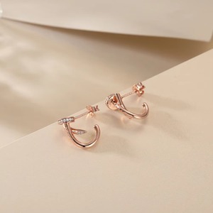 Pendientes de plata 925 chapados en oro rosa pendientes en forma de uñas última moda al por mayor - Product Image 5