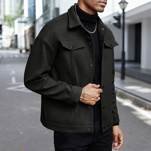 Veste <span class=keywords><strong>Homme</strong></span> Grande Taille Automne Hiver Manteaux Décontractés Col Rabattu Extérieur Toile Uni Épais Doublure <span class=keywords><strong>Fourrure</strong></span> de Lapin Fournisseur ODM - Product Image 2