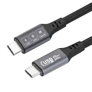 كابل USB C إلى USB C يدعم الشحن السريع كابل USB4 8K/6K @ 60Hz 40Gbps متوافق مع كابل Thunderbolt 3