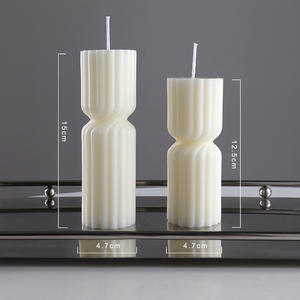 Lilin beraroma riak pilar putar Modern, lilin seni lilin kedelai geometris Nordik untuk dekorasi rumah pesta ulang tahun pernikahan hadiah - Product Image 2