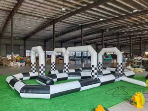 Pista <span class=keywords><strong>de</strong></span> Go Kart Inflable <span class=keywords><strong>de</strong></span> Instalación Rápida - Circuito <span class=keywords><strong>de</strong></span> Carreras Blanco y Negro <span class=keywords><strong>de</strong></span> Grado Comercial para Niños y Adultos - Product Image 2