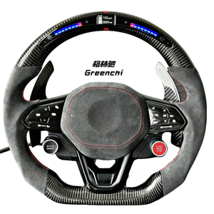 Utilisé pour Volkswagen <span class=keywords><strong>Golf</strong></span> 8 Polo <span class=keywords><strong>GTI</strong></span> Modification de volant, volant en fibre de carbone à diode électroluminescente en carbone forgé - Product Image 1