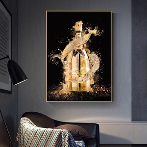 Peinture murale Art déco moderne pour bar et restaurant, colorée, pour affiches et impressions sur le thème du champagne, peinture sur toile de luxe pour la décoration intérieure - Product Image 5