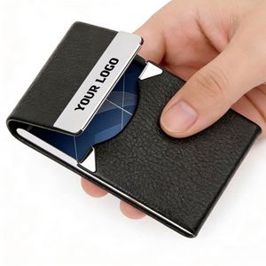 2025 Customized Pu Leather Business Case <b>Name</b> Slim Metal Pocket Card Holder With Magnetic Shut - Product Image 1