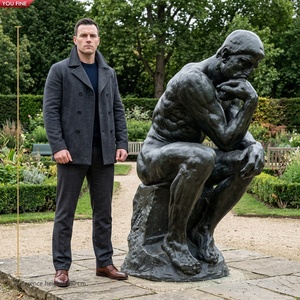 YOUFINE Scultura in Bronzo a Grandezza Naturale del Pensatore di Rodin, Classica con Patina Scura Anticata, per Decorazione di Musei e Campus Universitari - Product Image 2