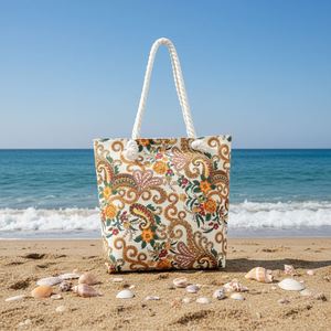 Sac de plage bohème pour femme, grande capacité, en toile, avec fermeture éclair, idéal pour l'été et les voyages – Nouvelle collection, offre spéciale - Product Image 1