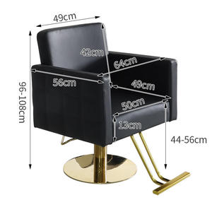 Chaise de salon en cuir noir avec base en acier inoxydable doré, couleur personnalisable, hauteur réglable, chaise de barbier pour école de coiffure - Product Image 6