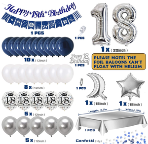 Arco <span class=keywords><strong>de</strong></span> guirnalda <span class=keywords><strong>de</strong></span> globos metálicos plateados azul marino con adornos para pasteles, manteles para decoración <span class=keywords><strong>de</strong></span> fiesta <span class=keywords><strong>de</strong></span> <span class=keywords><strong>cumpleaños</strong></span> <span class=keywords><strong>18</strong></span>, kit <span class=keywords><strong>de</strong></span> suministros - Product Image 6