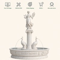 Fontaine en marbre Lishi, statue de la déesse Eurynome, lyre, plume, OEM ODM, élément aquatique, devis personnalisé, conception 3D pour hôtel, villa