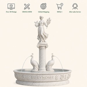 Fuente de Mármol Lishi con Estatua de la Diosa Eurynome, Lira y Plumas, OEM ODM, Decoración Acuática, Diseño 3D Personalizado para Hotel o Villa - Product Image 5