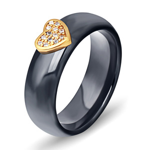 Bague en céramique en forme de cœur, 6 mm, micro-pavé de zircon blanc, bijoux unisexes, cadeau - Product Image 5