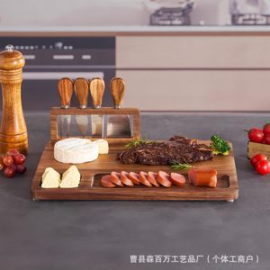 Bamboo Cheese Board <b>Set</b> With Knives And Serving Tray For Food Presentation And Dining - Product Image 1
