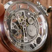 Montre de poche mécanique squelette steampunk vintage à remontage manuel pour homme, avec collier pendentif