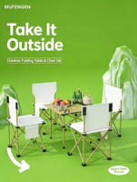 Ensemble de meubles d'extérieur : table pliante portable pour camping, pique-nique et barbecue, et chaise Kermit Moon à dossier haut