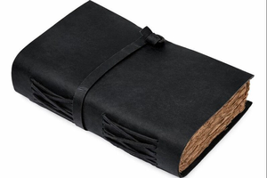 สมุดบันทึกหุ้มหนังสีน้ำเงินเข้ม ทำมือ กระดาษขอบดิบสไตล์วินเทจ สมุดจดบันทึกแบบเรียบง่ายสำหรับเขียนและวาดภาพ - Product Image 3