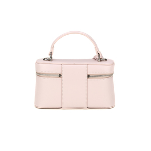 Pochette cosmétique à fermeture éclair en cuir véritable ZENOS pour femmes, style minimaliste uni, sac de maquillage de voyage léger et portable - Product Image 2