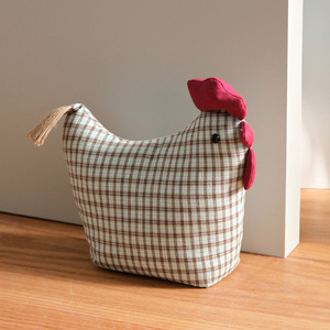 Creative Chick Fabric Doorstop Plaid Design Floor <b>Mount</b> Decorative Ornament Household Use - Product Image 3