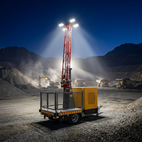 Tour d'éclairage mobile montée sur remorque, communication d'urgence, mât télescopique de 30 m, projecteur LED, alimentation diesel