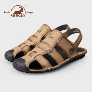 Sandales Gongyang pour hommes en cuir véritable à bout fermé, antidérapantes, pour l'extérieur et la plage, chaussures de conduite - Product Image 3