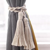 Boho macramé rideau embrasses bois perle guirlande avec glands rideau corde ferme décor frange rideaux accessoires pour chambre