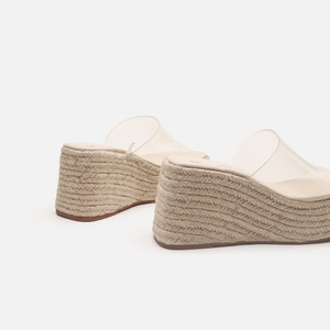 Sandalias Mujer <span class=keywords><strong>donna</strong></span> trasparente tacco zeppa juta espadriglia suola 2024 comodi <span class=keywords><strong>sandali</strong></span> con plateau - Product Image 5