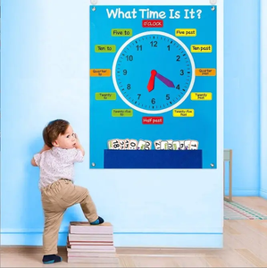 Anging on the Wall-<span class=keywords><strong>Reloj</strong></span> de aprendizaje para niños, juguetes de fieltro para contar historias, tablero ocupado, kit de juego para preescolar - Product Image 6