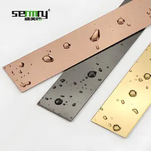 Stainless Steel Metal Self Backed Adhesive Strip For Accessories Ceramic Edge Wall Decorative Tile Trim Mirror Molding Gold Line