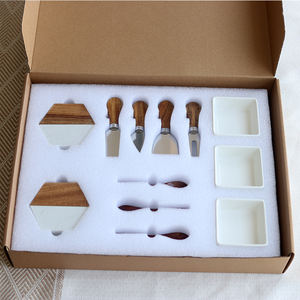 <span class=keywords><strong>Plateau</strong></span> à charcuterie en bois d'acacia marbré 16x12 pouces avec 3 bols, 3 cuillères, 4 ustensiles à charcuterie, plateaux à découper et à servir - Product Image 6