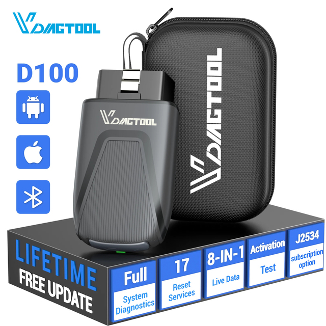 USA EU UK Free Shipping D100 Bidirectional Scan Tool Professional Obd2 bluetooth Scanner for All Cars with J2534 VIDAIGTOOL