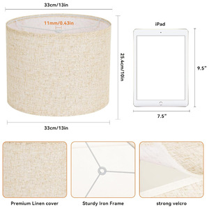 Abat-jour cylindrique en tissu, style rustique, installation facile, accessoire de lampe - Product Image 2