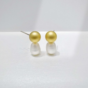wholesale plata 925 <b>sterling</b> <b>silver</b> Classic Round earring gold plated unique vintage bridal elegant teacher pearl <b>stud</b> earrings - Product Image 2
