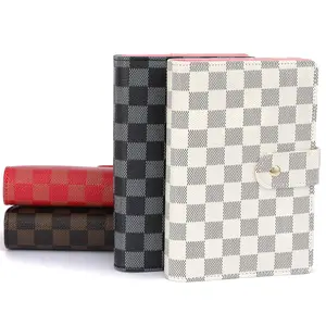 Hot New Release A5 PU Leather Checkered Budget Binder With Loose Leaf 6 Ring As Budget Envelope System Of Plastic Binder Pockets