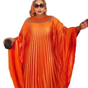2025 femmes africaines <span class=keywords><strong>Kanga</strong></span> robes grande taille femmes plissées Maxi robes Abaya femmes perles plissées longues robes - Product Image 1