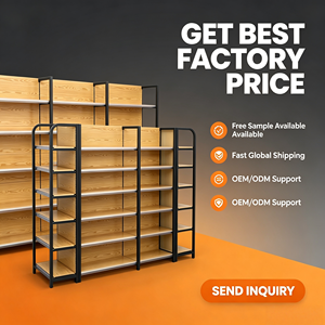 Estanterías Modernas <span class=keywords><strong>de</strong></span> <span class=keywords><strong>Madera</strong></span> y Metal para Supermercados, Unidad <span class=keywords><strong>de</strong></span> Estanterías <span class=keywords><strong>de</strong></span> Góndola <span class=keywords><strong>de</strong></span> Doble Cara <span class=keywords><strong>con</strong></span> Tapa Final para Exhibición en Tiendas Minoristas - Product Image 6