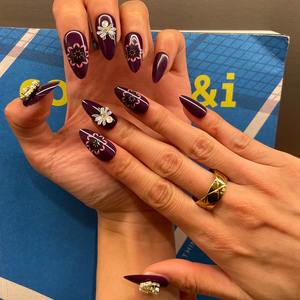 Suministros para <span class=keywords><strong>uñas</strong></span> Productos de belleza Prensa <span class=keywords><strong>en</strong></span> las <span class=keywords><strong>uñas</strong></span> Violeta Estrella Luna 3D Perla <span class=keywords><strong>Uñas</strong></span> Almendra Cubierta completa Usable 24 piezas Dedo - Product Image 2