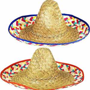 Sombrero de Paja Tejido a Mano Estilo Mexicano Personalizado, Sombrero de Sol de Fibra de Bambú Natural, Accesorios para Fiesta, Carnaval, Fotomatón, Ala Flexible - Product Image 3