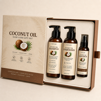 Coffret cadeau pour les soins capillaires à l'huile de noix de coco pour cheveux secs et abîmés, hydratant, nourrissant, réparateur, shampooing, après-shampoing, masque, sérum capillaire