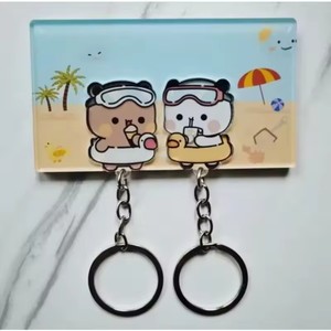 Nouveau <span class=keywords><strong>porte</strong></span>-clés mural en acrylique Panda Bubu et Dudu, breloque de sac à dos de dessin animé, pendentif <span class=keywords><strong>porte</strong></span>-clés, accessoire, cadeaux pour couple - Product Image 3
