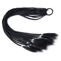 Perruques queue de cheval colorées arc-en-ciel de 24 pouces (50g) pour filles avec bandeaux et accessoires de beauté à trame unique pour enfants