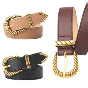 NSSR, superventas, cinturón de cuero PU de estilo Vintage para mujer, hebilla de aleación dorada colorida y de moda, diseño <span class=keywords><strong>fino</strong></span> de 3CM de ancho - Product Image 2